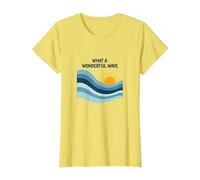 What a Wonderful Wave: Retro Ocean Sunset T-Shirt, Women, Lemon, S