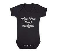What about second breakfast greedy hobbit quote baby grow vest, 3-6 months, Black
