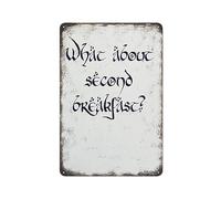 What About Second Breakfast Wall Art Digital Art Instant Metal Tin Sign Plaque Poster Vintage Wall Room Gift Aluminium Creative Novelty Unique Funny Decoration Bar Tin Waterproof 8" x 12"
