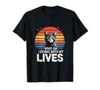 What Am I Doing with My Lives Cat Retro Sunset Funny Cat T-Shirt
