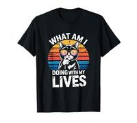 What Am I Doing with My Lives Cat Retro Vintage T-Shirt