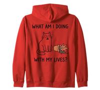 What Am I Doing With My Lives Cute Cat Sayings Funny Cat Zip Hoodie