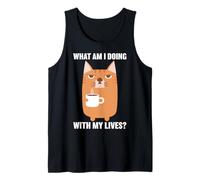 What Am I Doing with My Lives Funny Cat Coffee Tank Top
