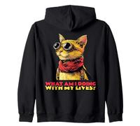 What Am I Doing With My Lives (Funny Cat Graphic) Zip Hoodie