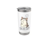 What Am I Doing with My Lives Funny Nine Lives Cat Quote Stainless Steel Insulated Tumbler