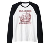 What Am I Doing with My Lives Funny Vintage Cat Quote Meme Raglan Baseball Tee