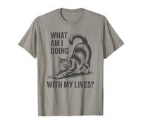 What Am I Doing with My Lives Funny Vintage Cat Quote Meme T-Shirt