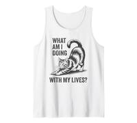 What Am I Doing with My Lives Funny Vintage Cat Quote Meme Tank Top