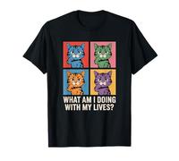 What Am I Doing with My Lives Pop Art Cat Meme Quote T-Shirt