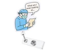 What Am I Even Looking at... Funny Medical Badge Reel | Retractable ID Card Surgeon Badge Holder | Name Work Badge Clip for RN LPN CNA MA ER Night Shift Nurse Doctor Gifts | Acrylic｜Alligator Clip