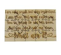 What Am I Pregnancy Reveal Riddle Puzzle - 15 Piece Basswood Jigsaw Puzzle 5.75'' x 3.5'' Fun Put Together Surprise Pregnancy Announcement, Light Brown (WD01FH)