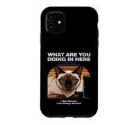 What Are You Doing In Here Anxious Siamese Cat Case for iPhone 11