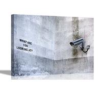 What Are You Looking At by Banksy Canvas Prints Inspirational Quote Wall Art Pictures Home Office Artwork 60 x 40cm (24 x 16 inches) A2