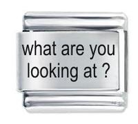 What are You Looking At? Etched Italian Charm Fits all 9mm Italian Style Charm Bracelets