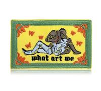 What Art We Medieval Knight Embroidered Patch Funny Medieval Humor Iron On Sew On Patch Gothic Fantasy Knight Badge for Jacket Backpack Hat Bookish Humor Aesthetic Patches 3 Inch