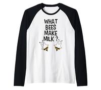 What Bees Make Milk Funny Cute Boo Bees Halloween Joke Raglan Baseball Tee