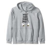 What Bees Make Milk Funny Cute Boo Bees Halloween Joke Zip Hoodie