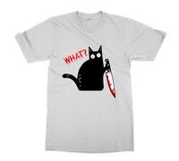 What Cat Knife T-Shirt (White, 5XL)