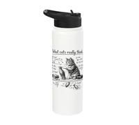 What Cats Really Think, Funny Cat Physics & Cat Humor Stainless Steel Insulated Water Bottle