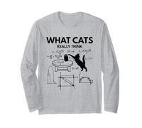 What Cats Really Think Funny Cat Physics Humor Science Stuff Long Sleeve T-Shirt