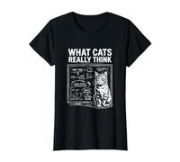 What Cats Really Think Funny Chalkboard Science Design Value Graphic T-Shirt, Women, Black, XS