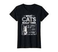 What Cats Really Think Funny Chalkboard Science Design Value Graphic T-Shirt, Women, Black, XS