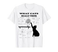 What Cats Really Think Funny Physics Science Cat Design Value Graphic T-Shirt, Men, White, M