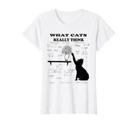 What Cats Really Think Funny Physics Science Cat Design Value Graphic T-Shirt, Women, White, S