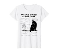 What Cats Really Think Funny Physics Science Cat Design Value Graphic T-Shirt, Women, White, XS