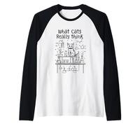 What Cats Really Think, Funny Physics Science for Cat Lovers Raglan Baseball Tee