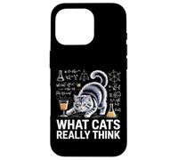 What Cats Really Think Funny Science Cat Knock Over Drink Case for iPhone 16 Pro