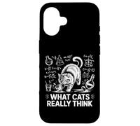 What Cats Really Think Funny Science Chalkboard Cat Knocking Case for iPhone 16