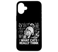 What Cats Really Think Funny Science Chalkboard Cat Knocking Case for iPhone 16 Plus