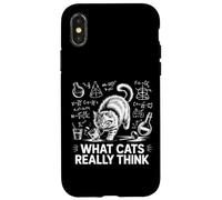 What Cats Really Think Funny Science Chalkboard Cat Knocking Case for iPhone X/XS