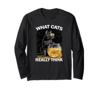 What Cats Really Think Line Art Illustration Long Sleeve T-Shirt