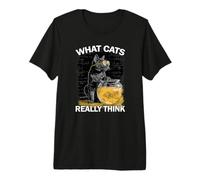 What Cats Really Think Line Art Illustration Premium T-Shirt