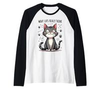 What Cats Really Think Raglan Baseball Tee