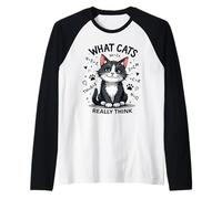 What Cats Really Think Raglan Baseball Tee