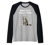 What Cats Really Think Smart Cat Science Nerd Humor Raglan Baseball Tee