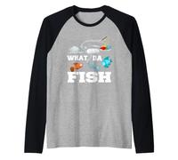 What da Fish Plastic in the sea Pollution Angler Raglan Baseball Tee