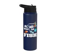 What da Fish Plastic in the sea Pollution Angler Stainless Steel Insulated Water Bottle