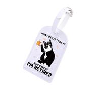 What Day is Today Who Cares I'm Retired Gift Cute Cat Lover Retirement Gift Leaving Work Luggage Tag (I’m Retired)