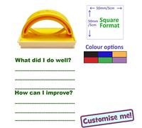 What did I do well ? / How can I improve? Stamp - Large 5x5 Format School Stamp. Choice of Ink Colour (Green)
