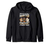 What Do You Call A Haunted Chicken A Poultry Geist Zip Hoodie