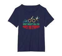 What Doen´t Kill You Makes You Stronger Triathlon Zombie T-Shirt, Women's Plus, Navy Blue, 6X