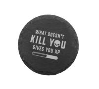 "What Doesn't Kill You Gives You XP" Engraved Slate Coaster for Gamers - Funny Gaming Gifts for Men or Women…