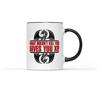 What Doesnt Kill You Gives You XP Mug - Gamer Coffee Tea Cup Ceramic Heavy Duty Handle Coated Dishwasher Microwave Safe (Black Handle)