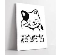 What Greater Gift Than The Love Of A Cat Quote - Canvas Wall Art Print Picture - 16 inch wide x 24 inch high (Frame Depth 30mm)