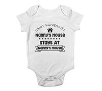 What Happens at Nanny's House Stays at Nanny's House Cute Boys and Girls Baby Vest Bodysuit White