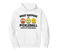 What Happens At Pickleball Funny Paddleball Player Men Women Pullover Hoodie